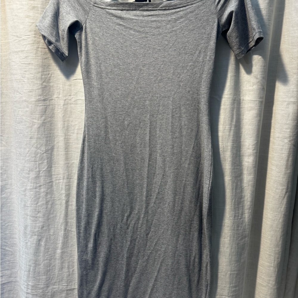 The Fifth Label Grey Off-Shoulder Midi Dress